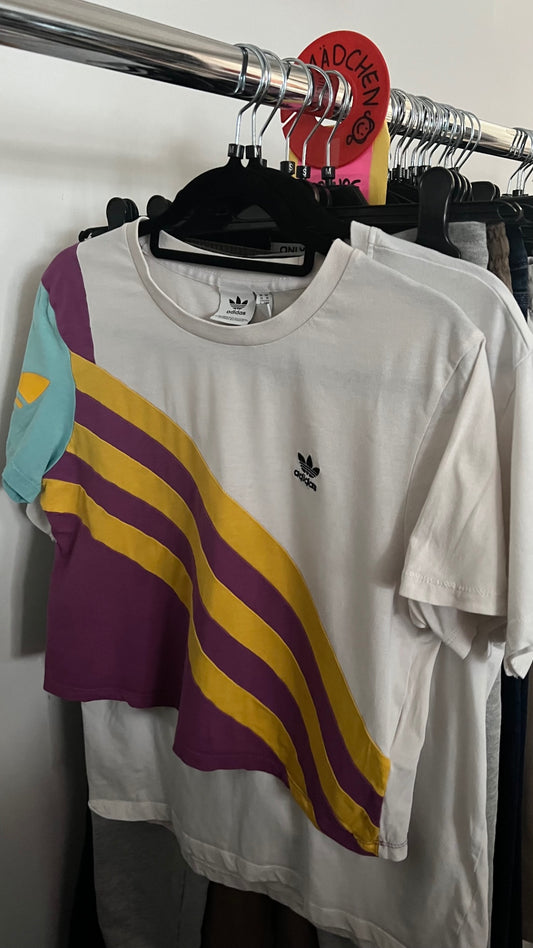 adidas T-Shirt Weiß, Lila, Gelb, Hellblau Gr.: S