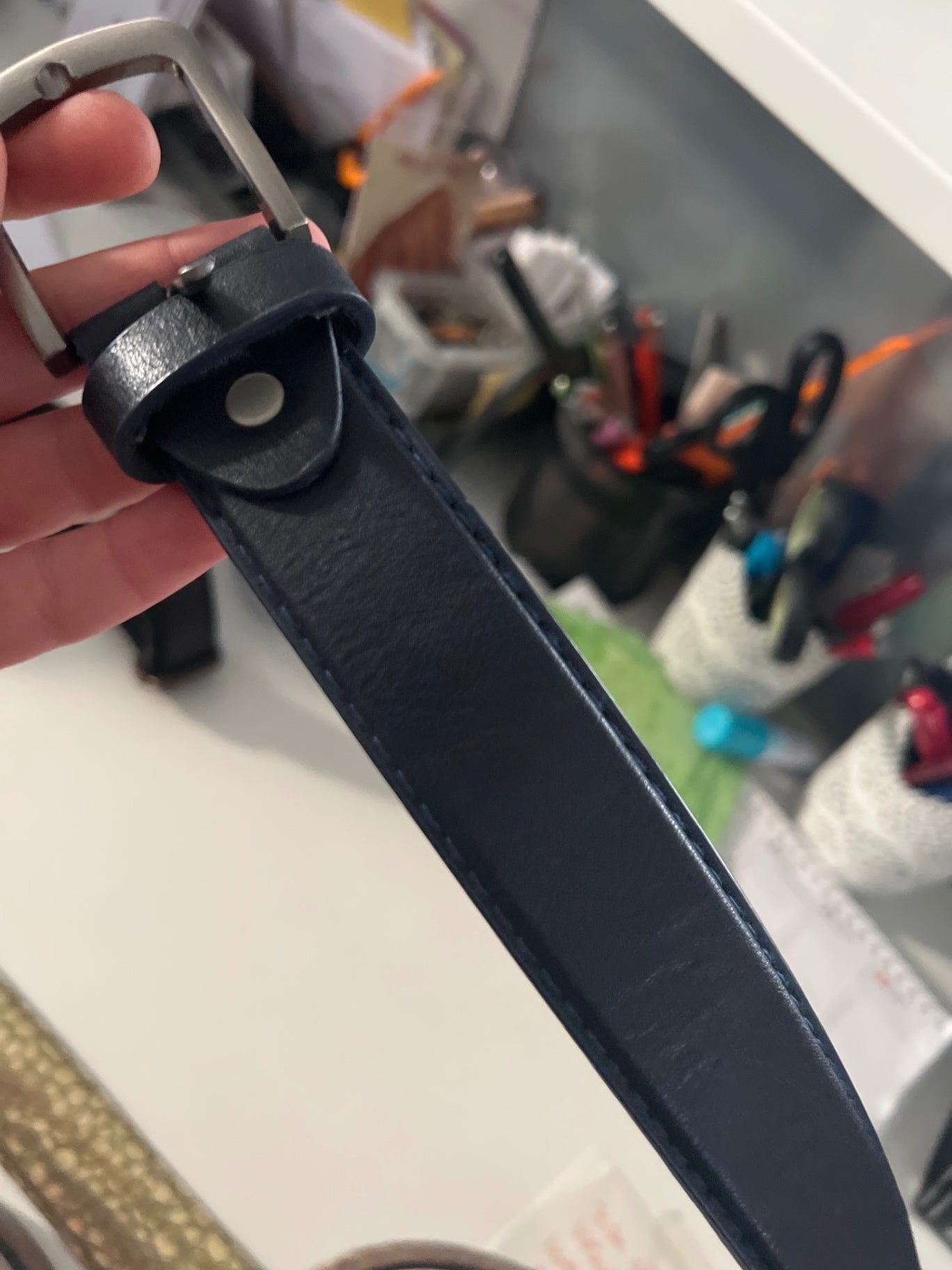 Gürtel Leder Dunkelblau 