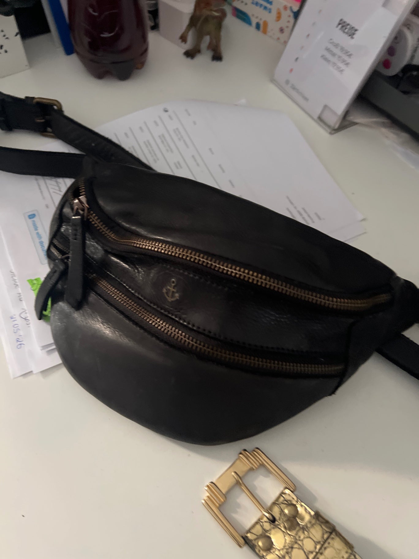 Harbour 2nd Leder Bauchtasche Schwarz 
