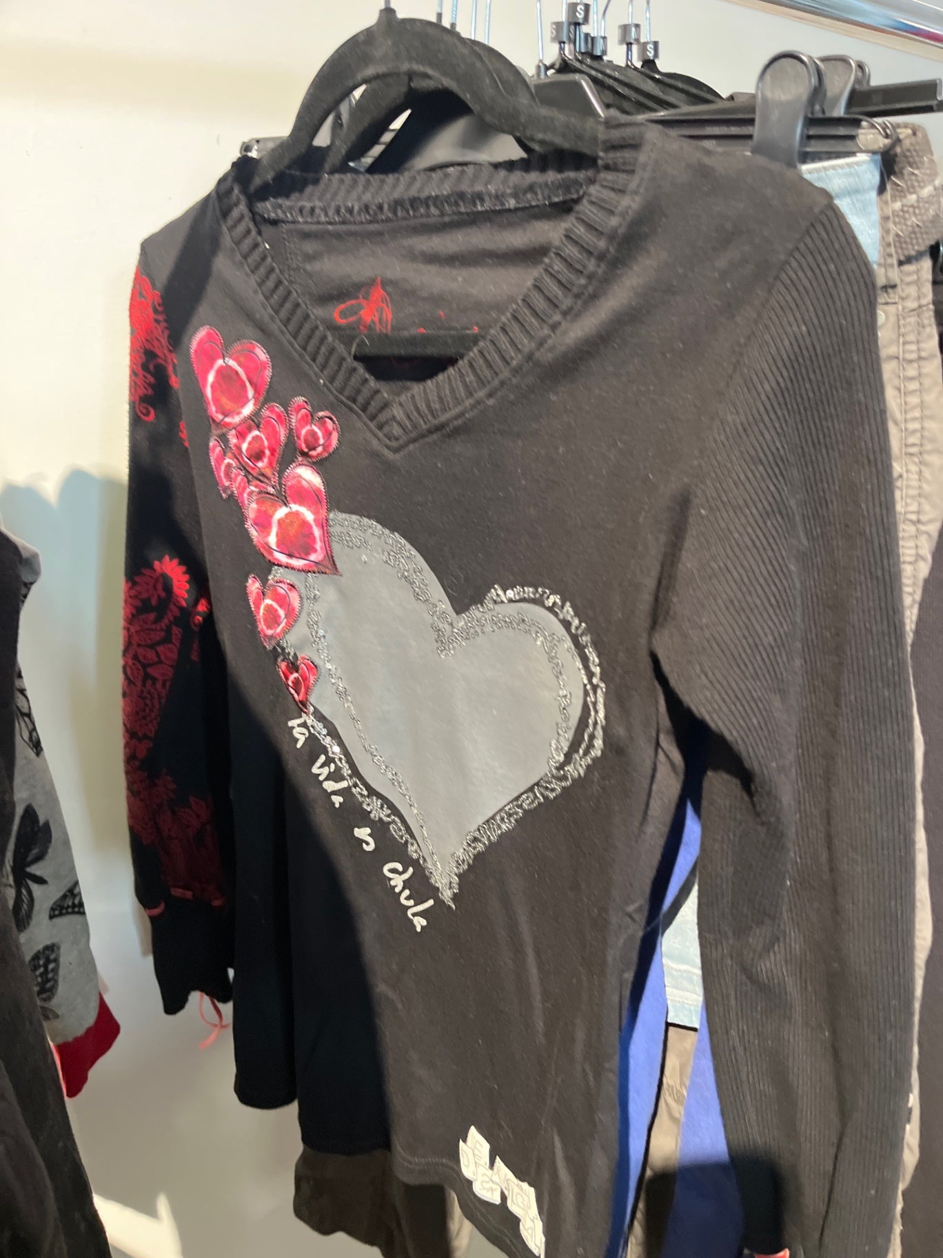 Desigual Pullover Schwarz Herz Gr.: S