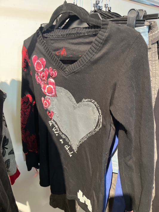 Desigual Pullover Schwarz Herz Gr.: S