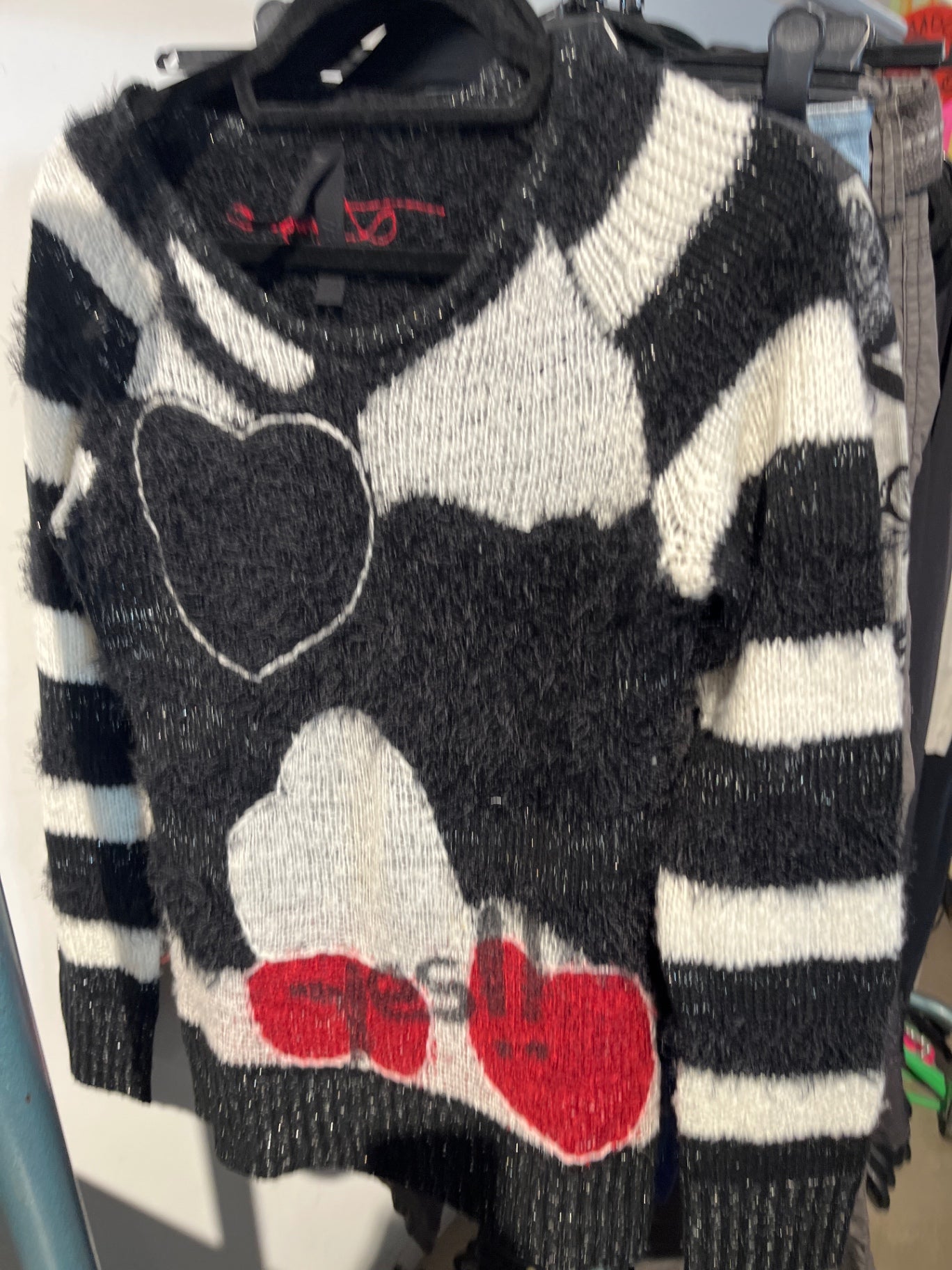 Desigual Pullover Schwarz Weiß Rot S