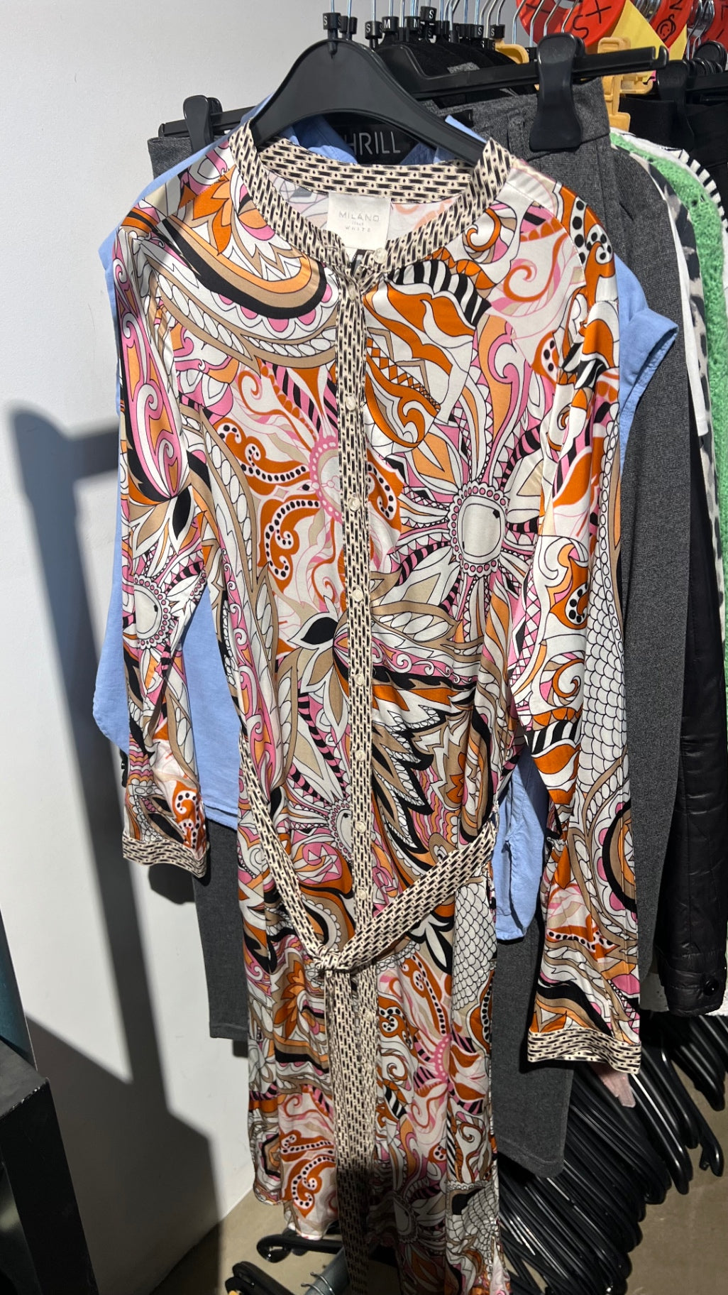 Milano Kleid Viskose Weiß, Orange Gr.: S