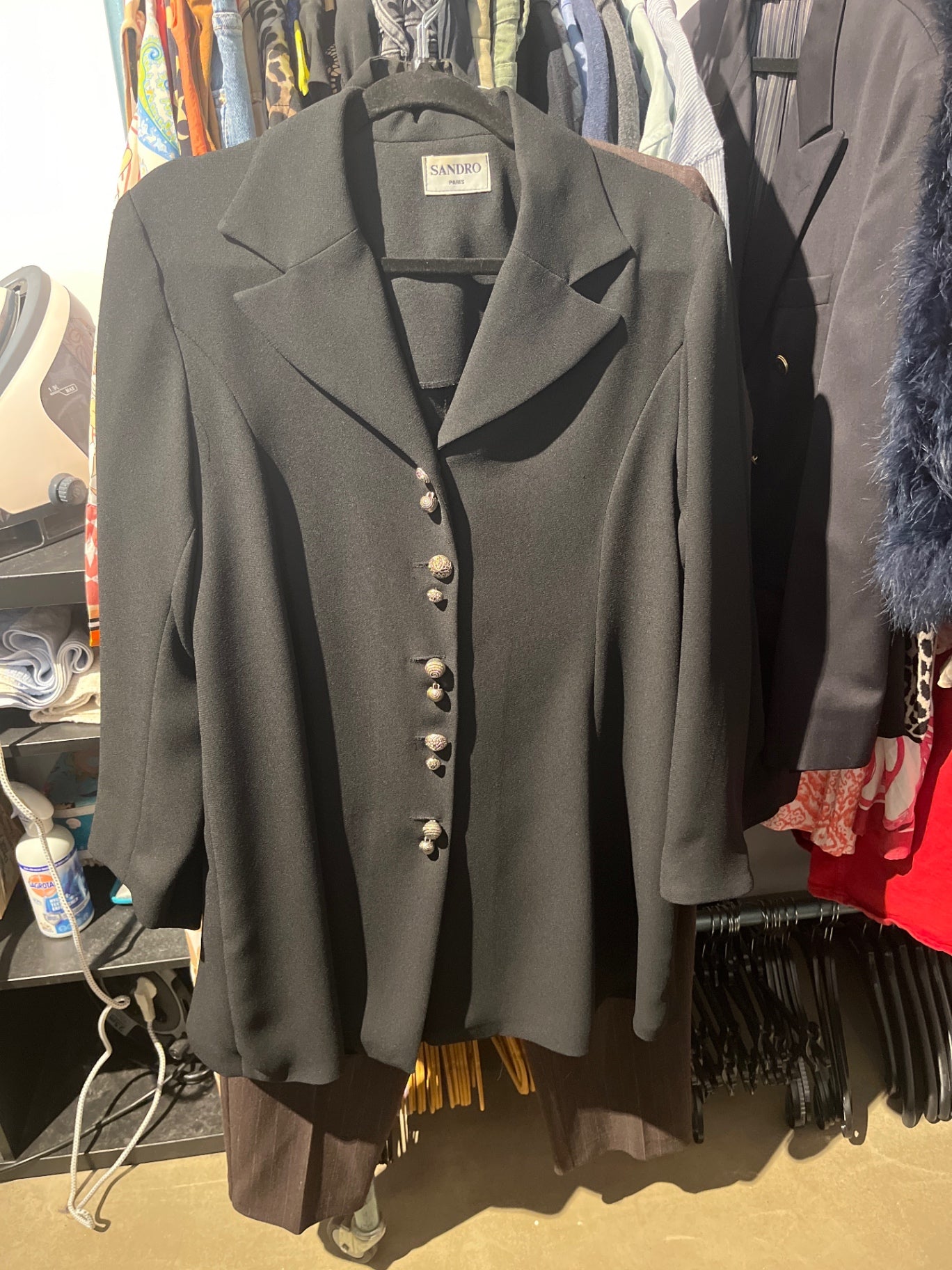 SANDRO PARIS Blazer dünn Schwarz Silber Knöpfe M