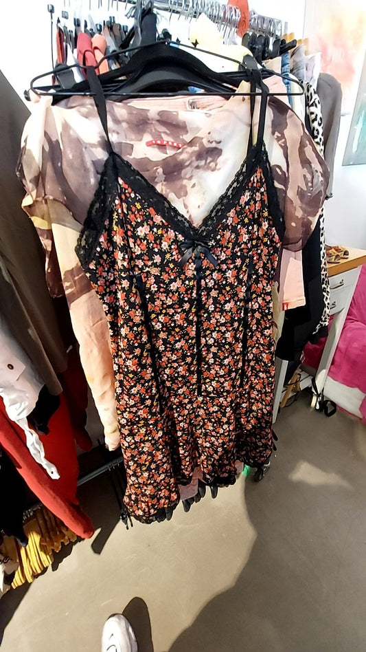 Pimkie Kleid Schwarz/Rosa/Rot Gr.: S