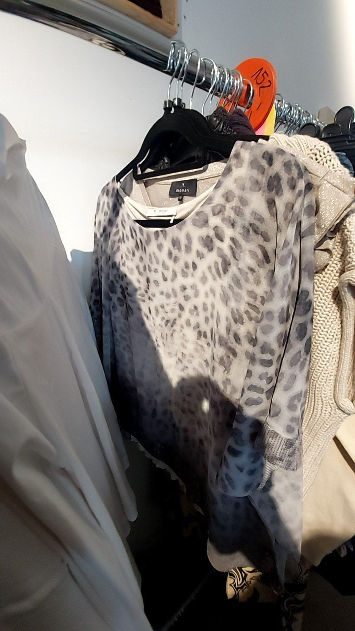 Monari Blusenshirt Weiß/Grau Leo Gr.: S