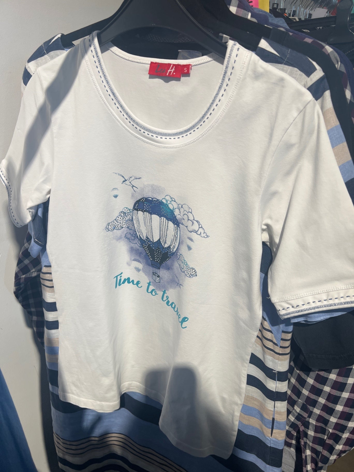 Lea H. T-Shirt Weiß Blau Gr.: S