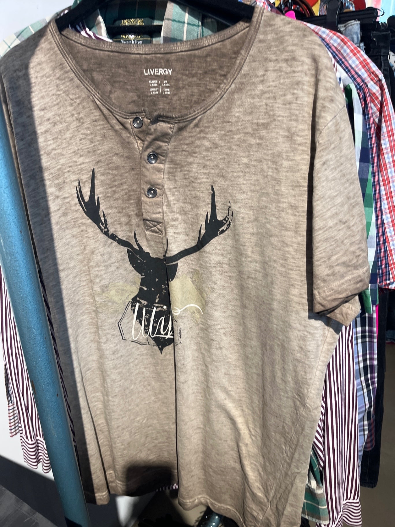 LIVERGY T-Shirt Beige Hirsch Gr.: L