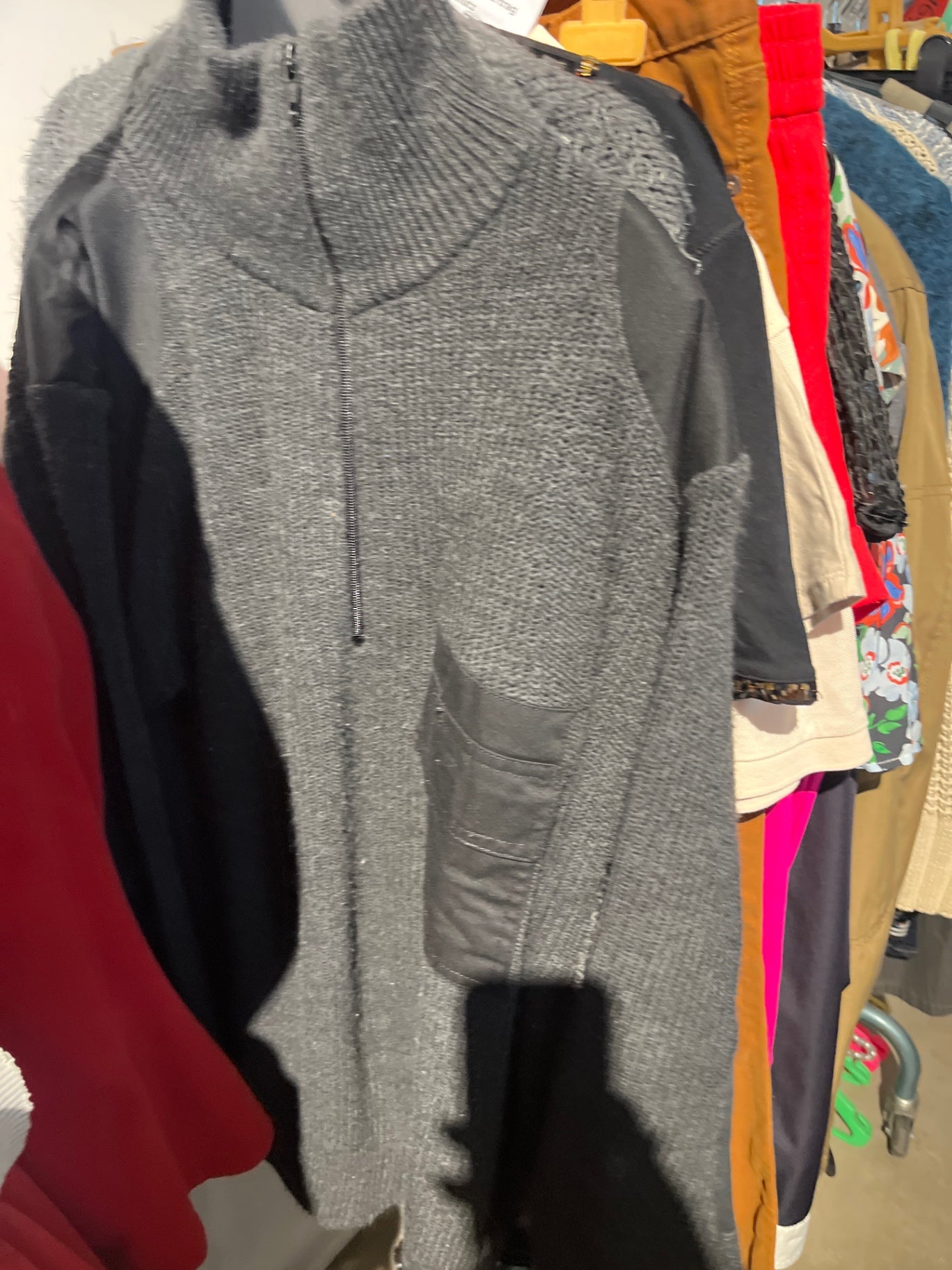 Pullover Grau Zipp Gr.: XL