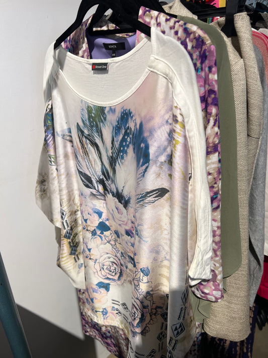 Street One T-Shirt Weiß (Blumenmuster) Gr.: L