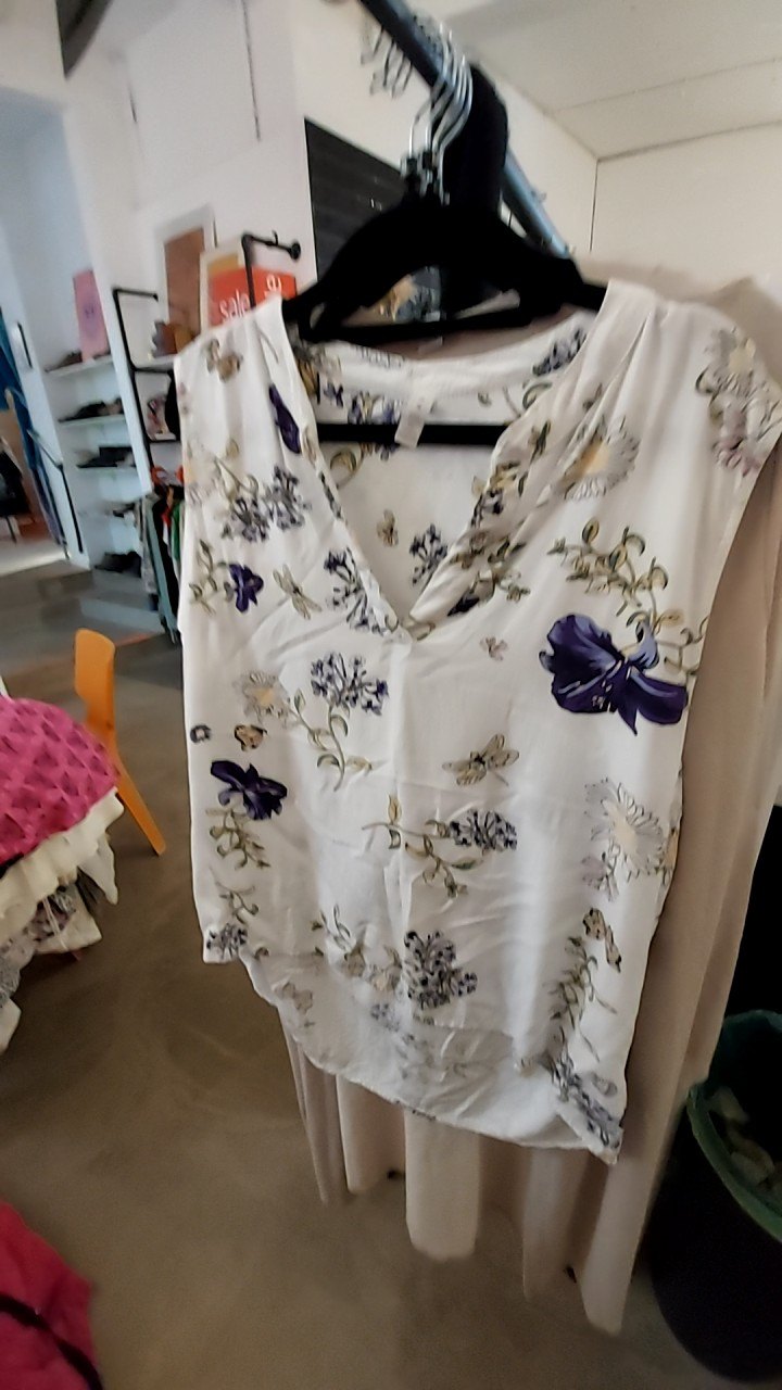 AMISU Ärmellose Bluse Weiß/Lila Gr.: XL