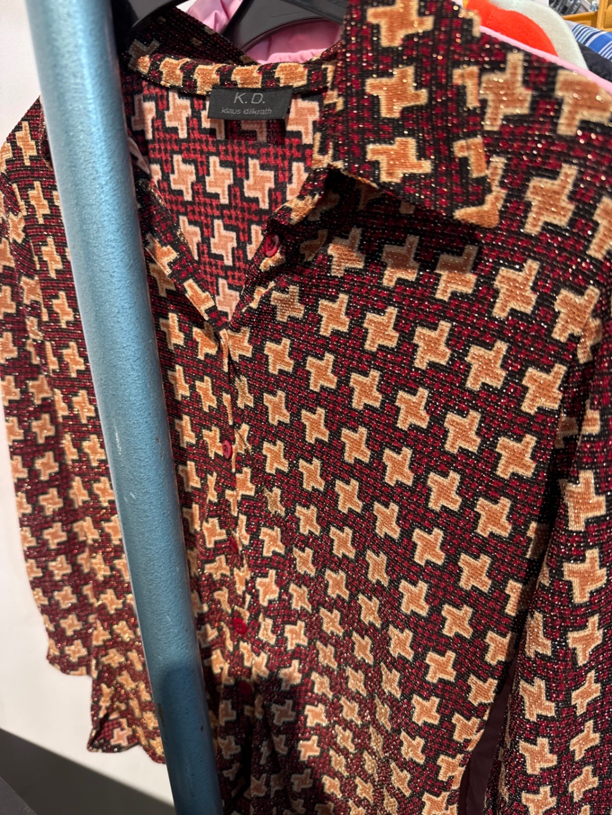 Klaus Dilkrath Bluse Rot, Beige, Gr.: M