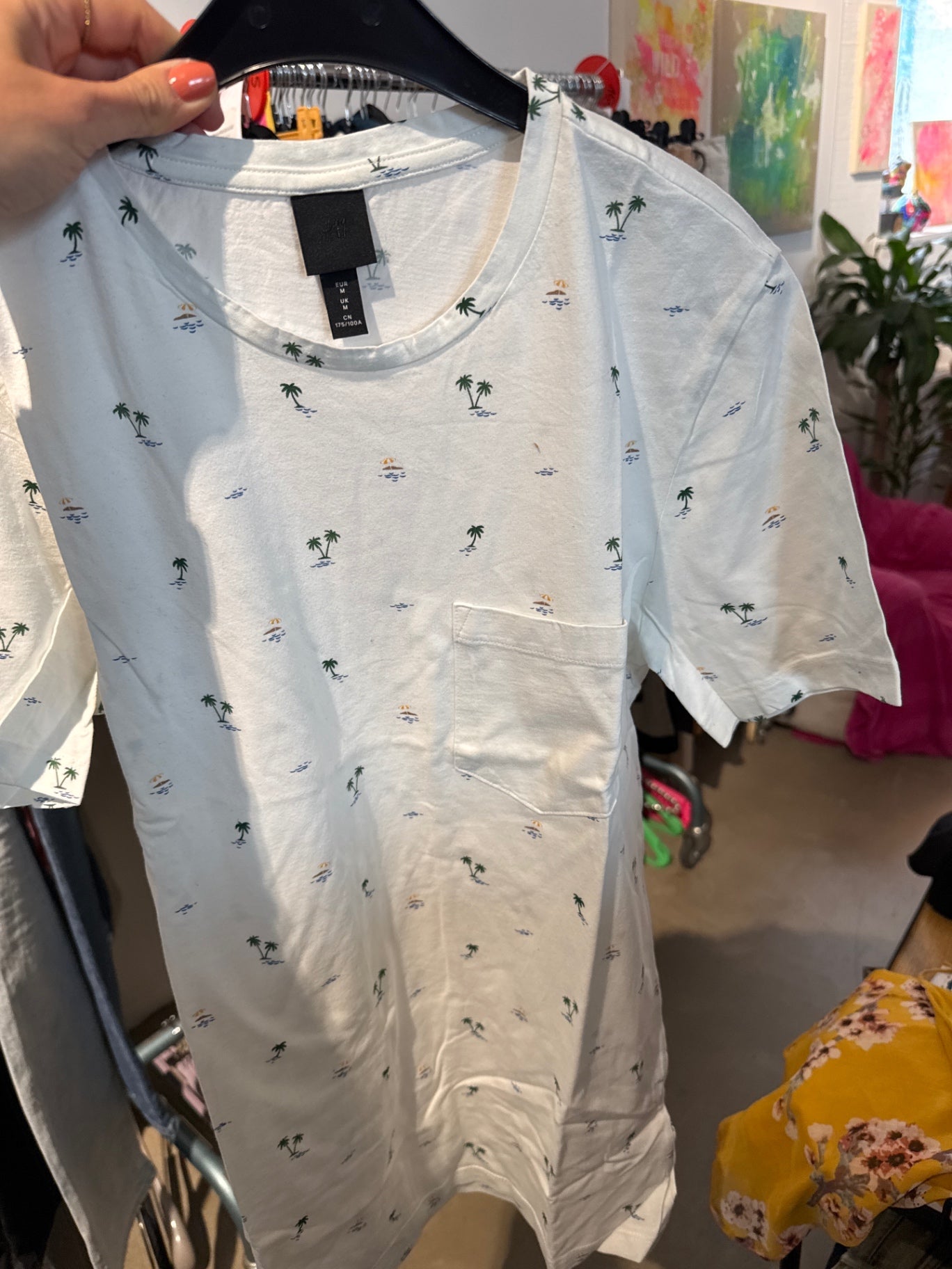 H&M T-Shirt Weiß Palmen Gr.: M