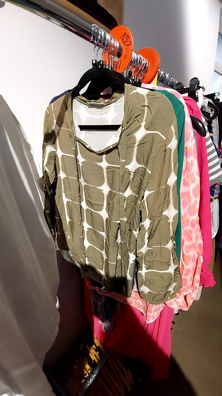 Made in Italy Bluse Beige mit Grün Gr.: M