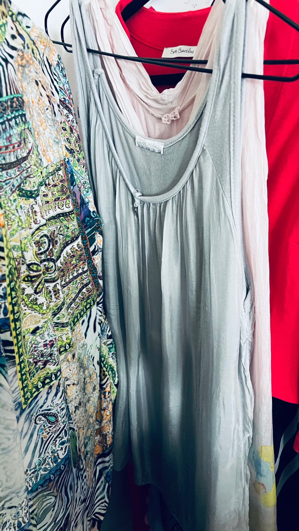 Made in Italy Top SEIDE Hellgrau Gr.: M