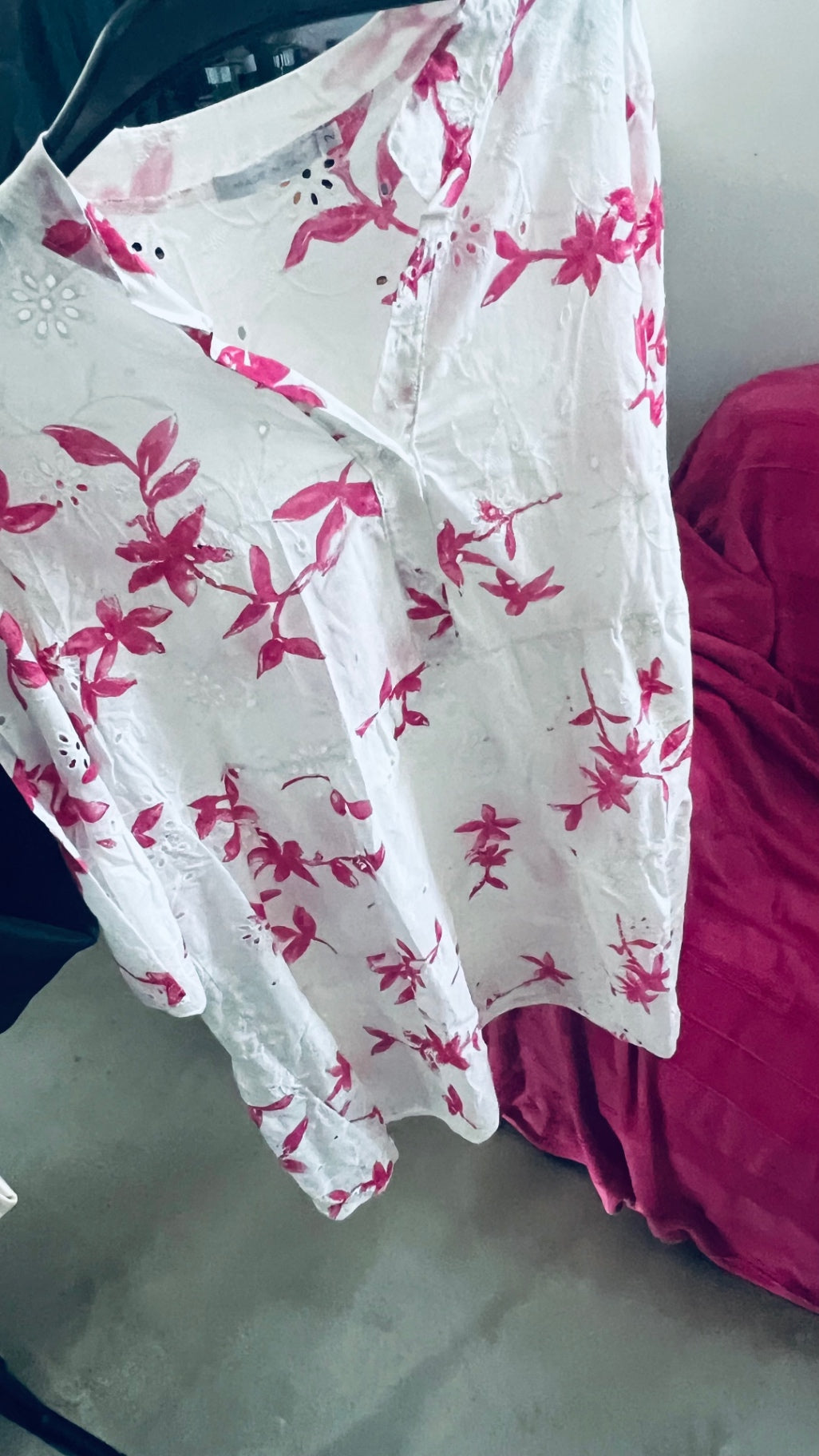 Made in Italy Bluse Weiß und Pink Gr.: S