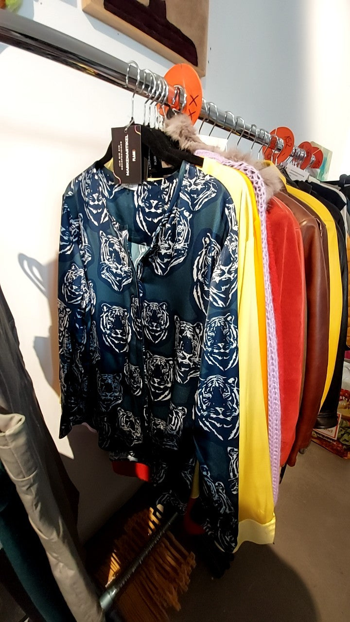 Iheart Seidenbluse Blau/Grün Gr.: L