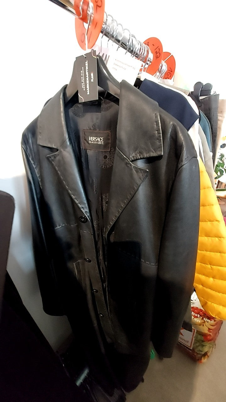 Versace Ledermantel Schwarz Gr.: M