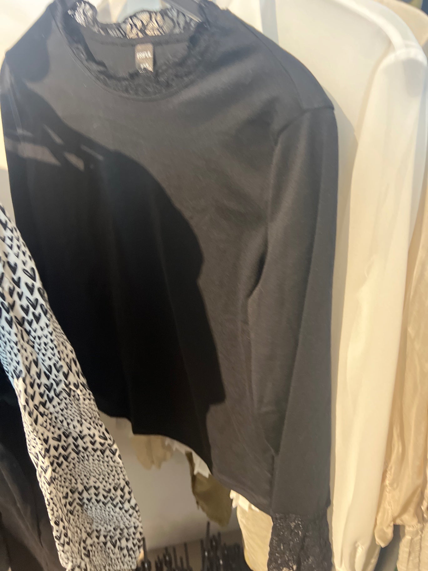 Langarmshirt mit Netz Schwarz Gr.: M