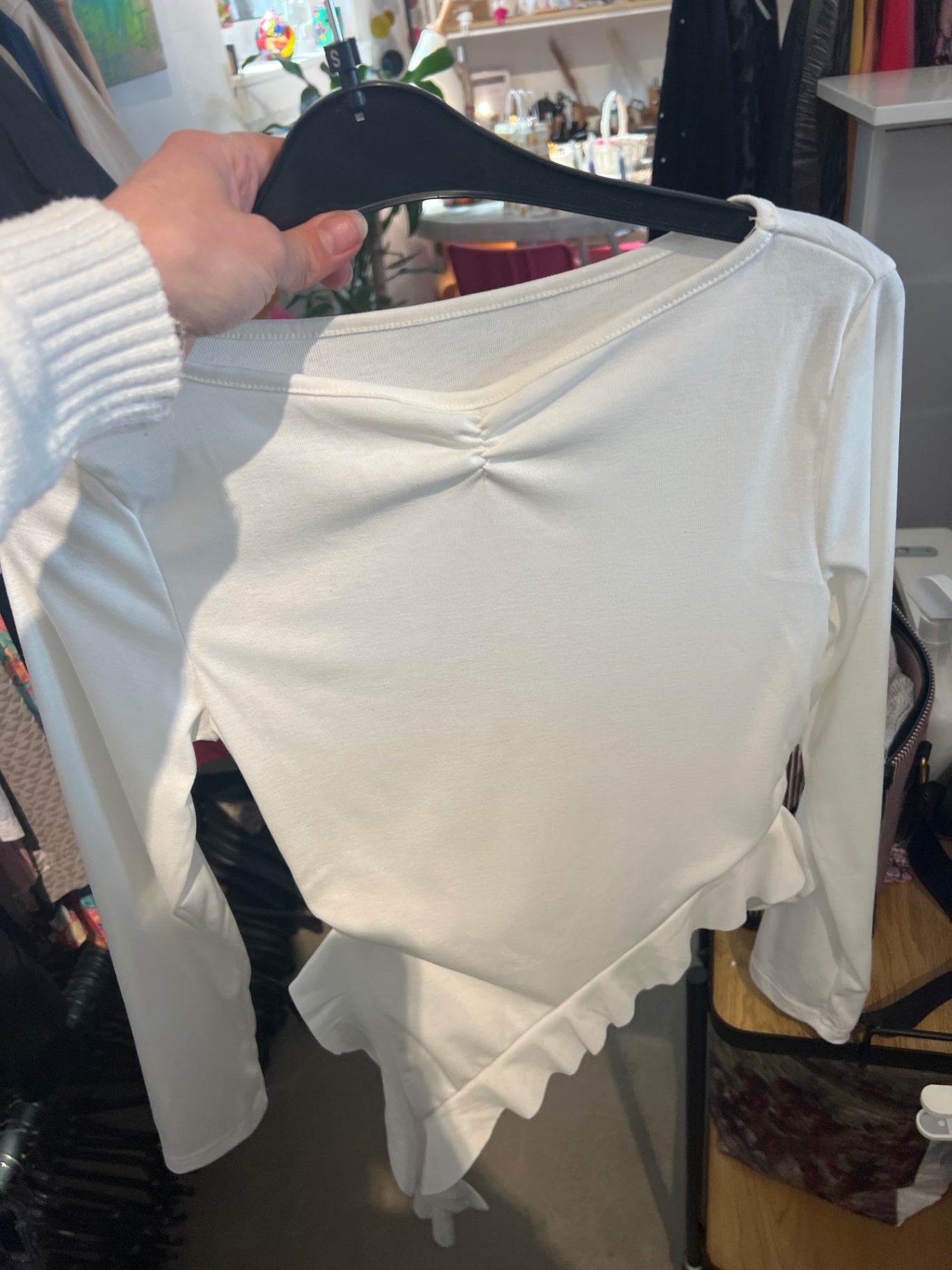 Langarmshirt Weiß Gr.: S