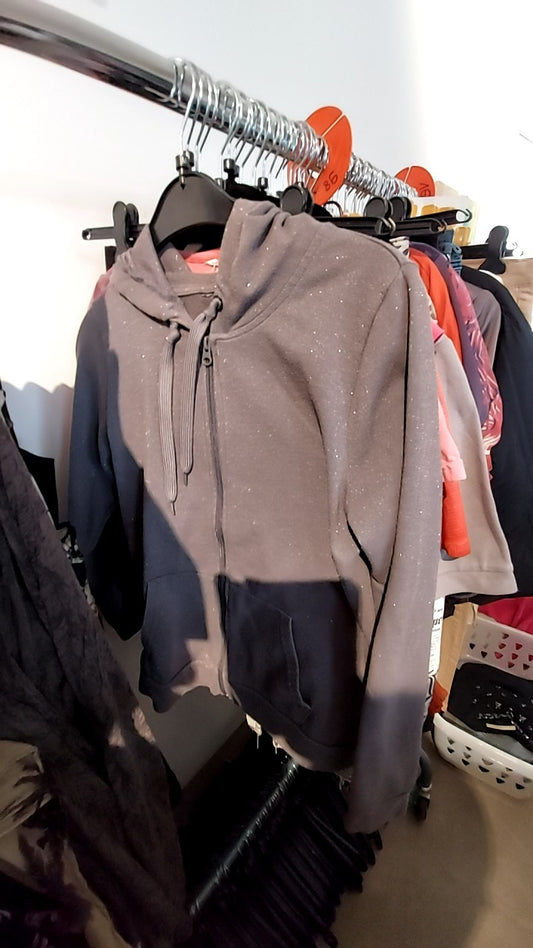 Sweatjacke Grau mit Glitzer Gr.: M