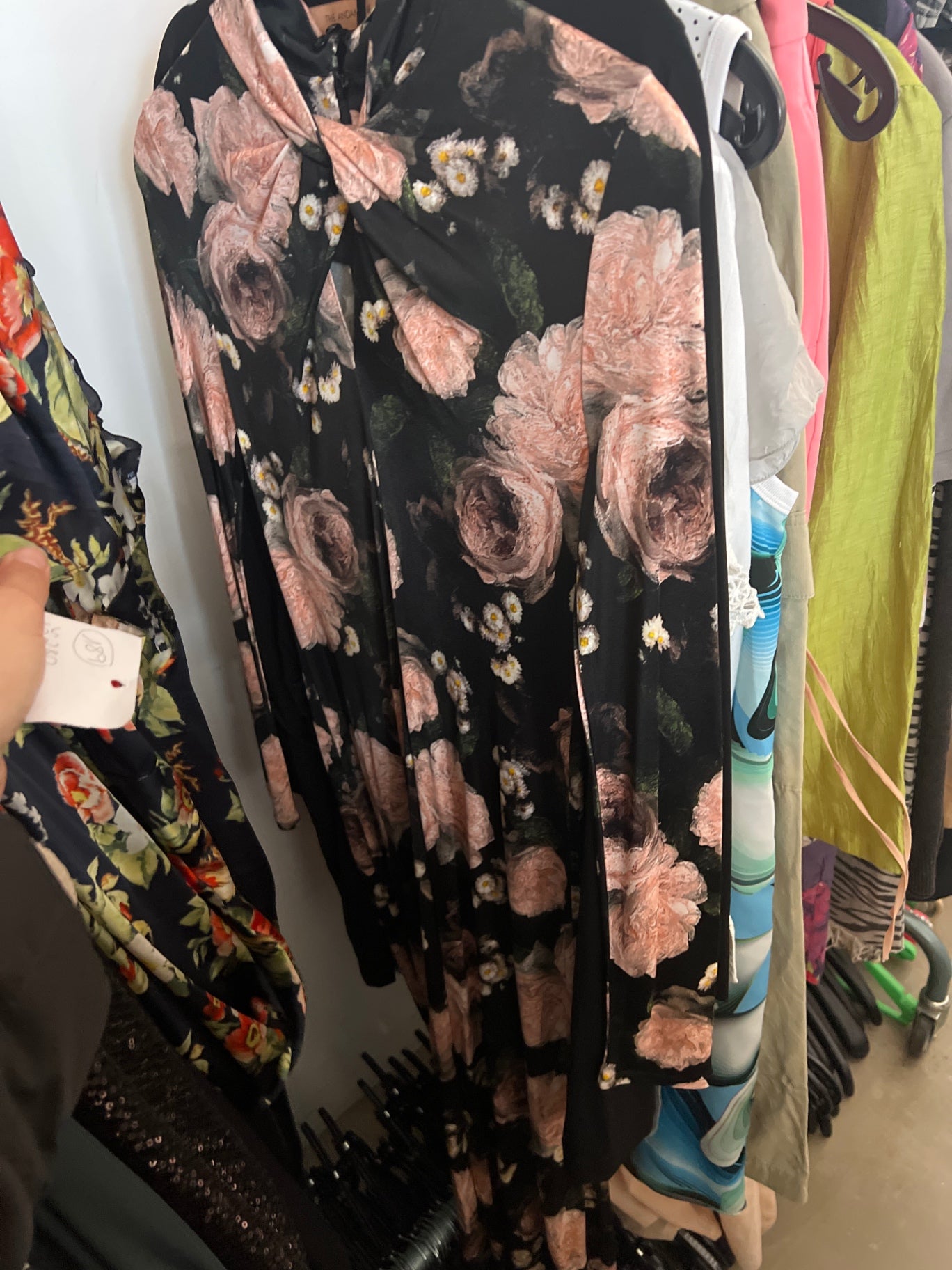 ERDEM Kleid Schwarz mit rosa Blumen Gr.: M