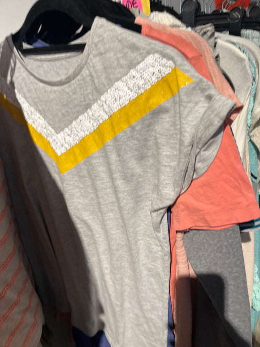 T-Shirt Grau Gelb weiß Gr.: S