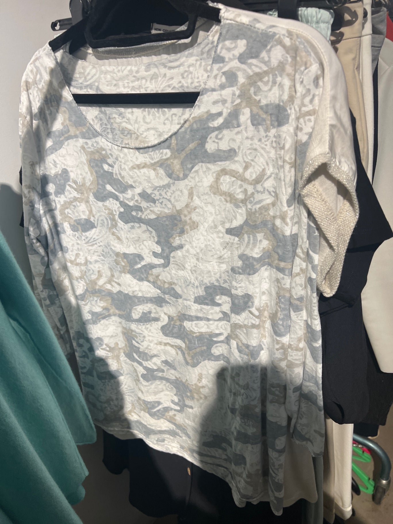 Made in Italy Langarmshirt Grau, Weiß Gr.: L