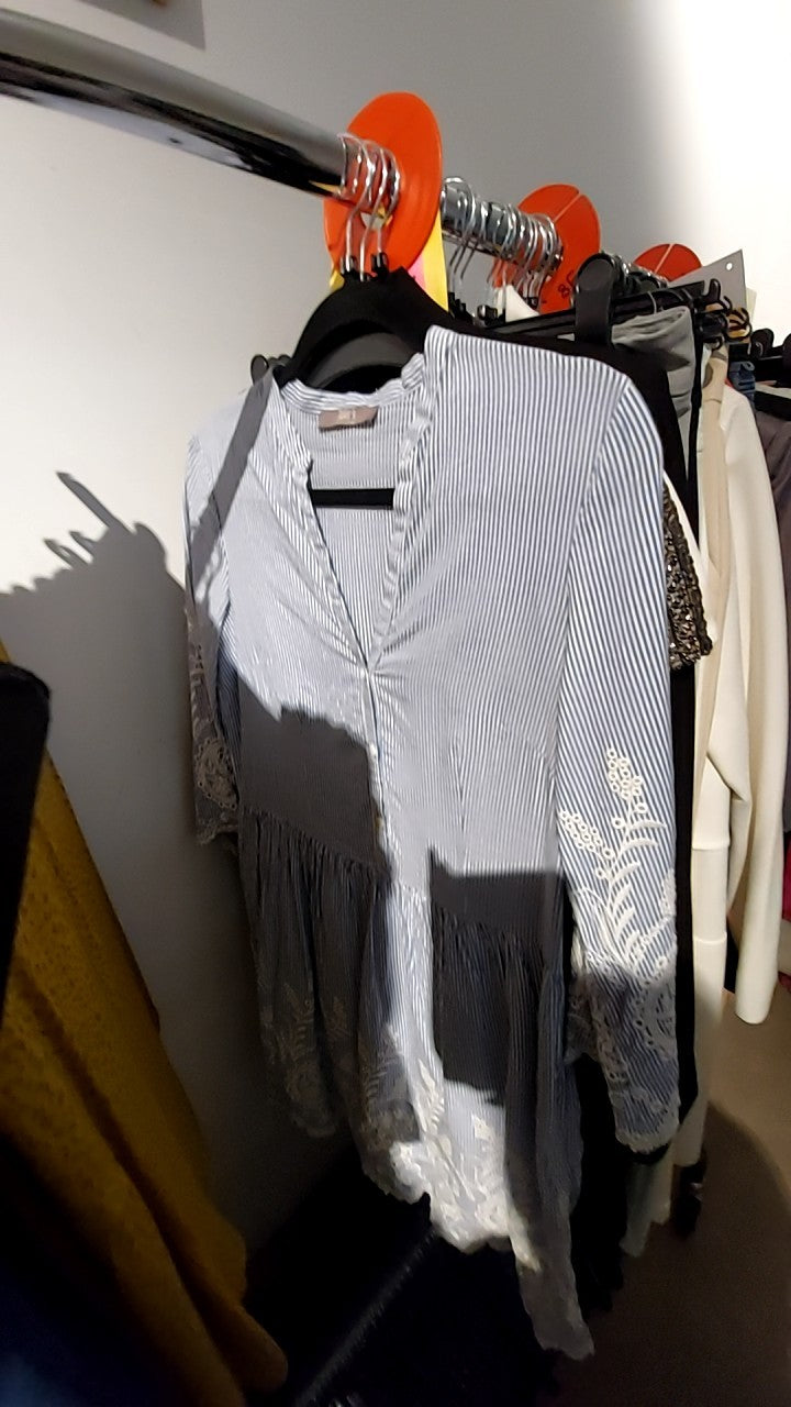 Jake*s Blusenkleid Weiß/Blau Gr.: M