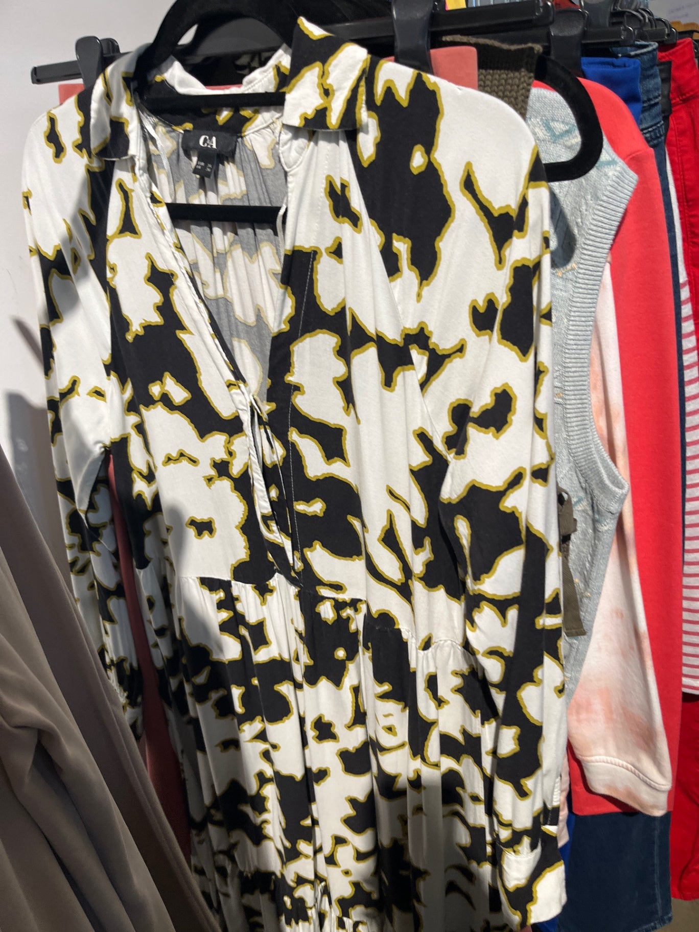 C&A Kleid Weiß, Schwarz, Gelb Gr.: S