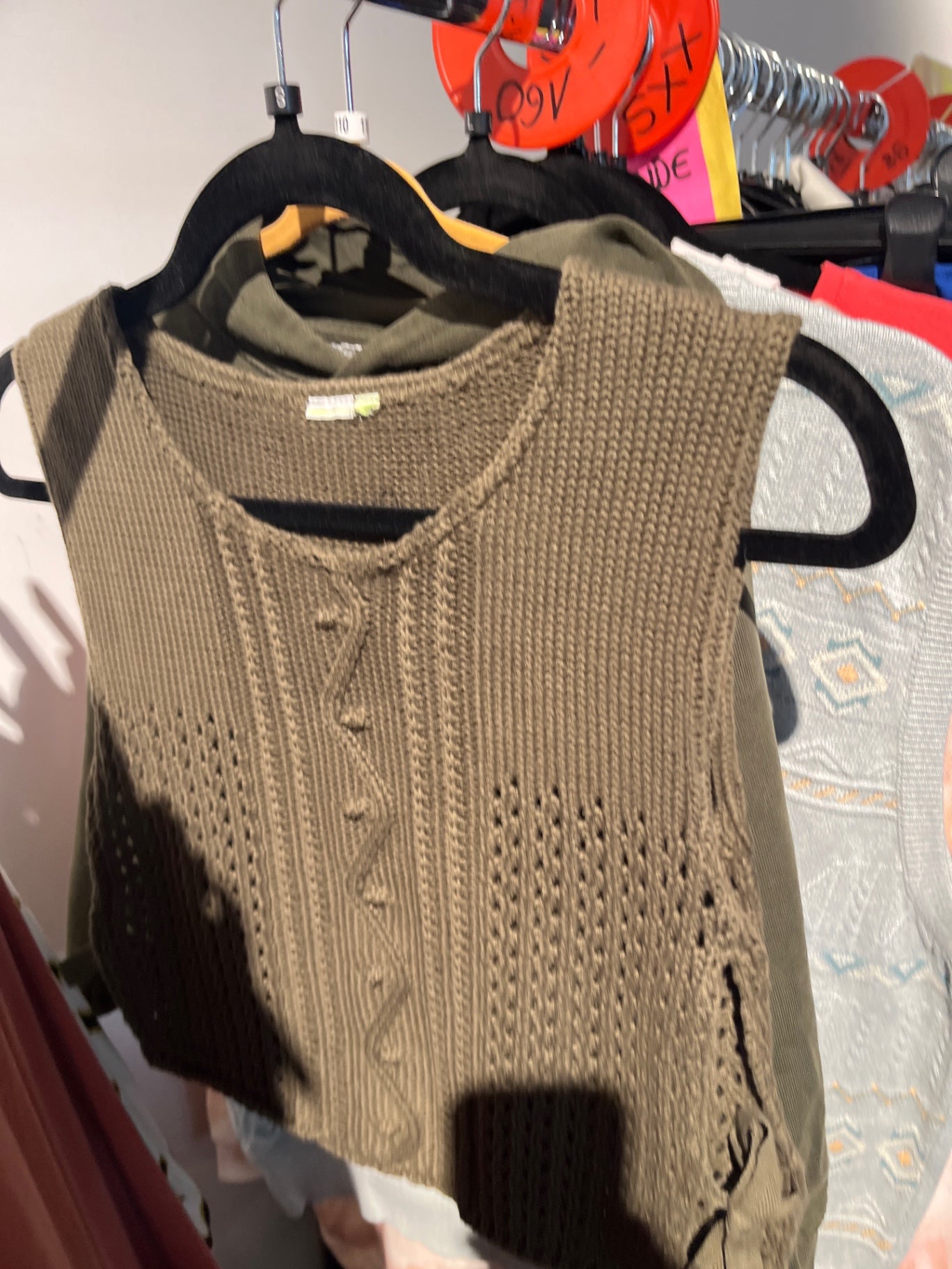Vintage Top Oliv Gr.: S