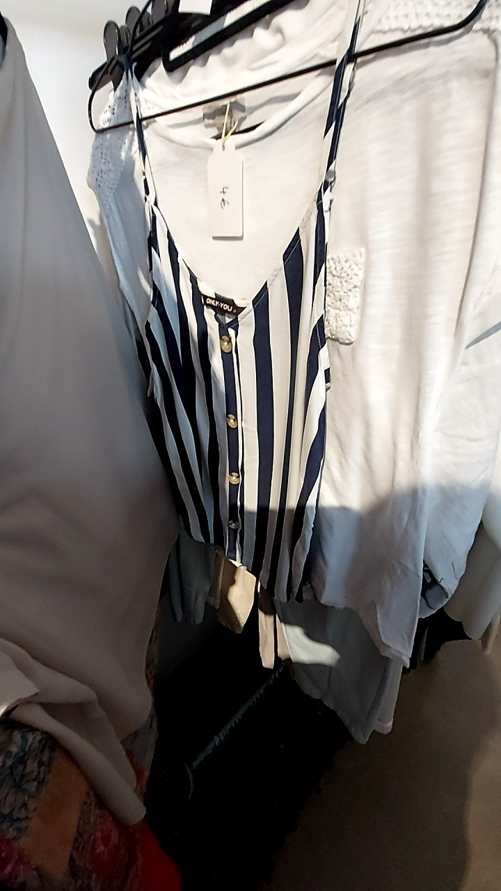 ONLY YOU Top Blau und Weiß Gr.: M