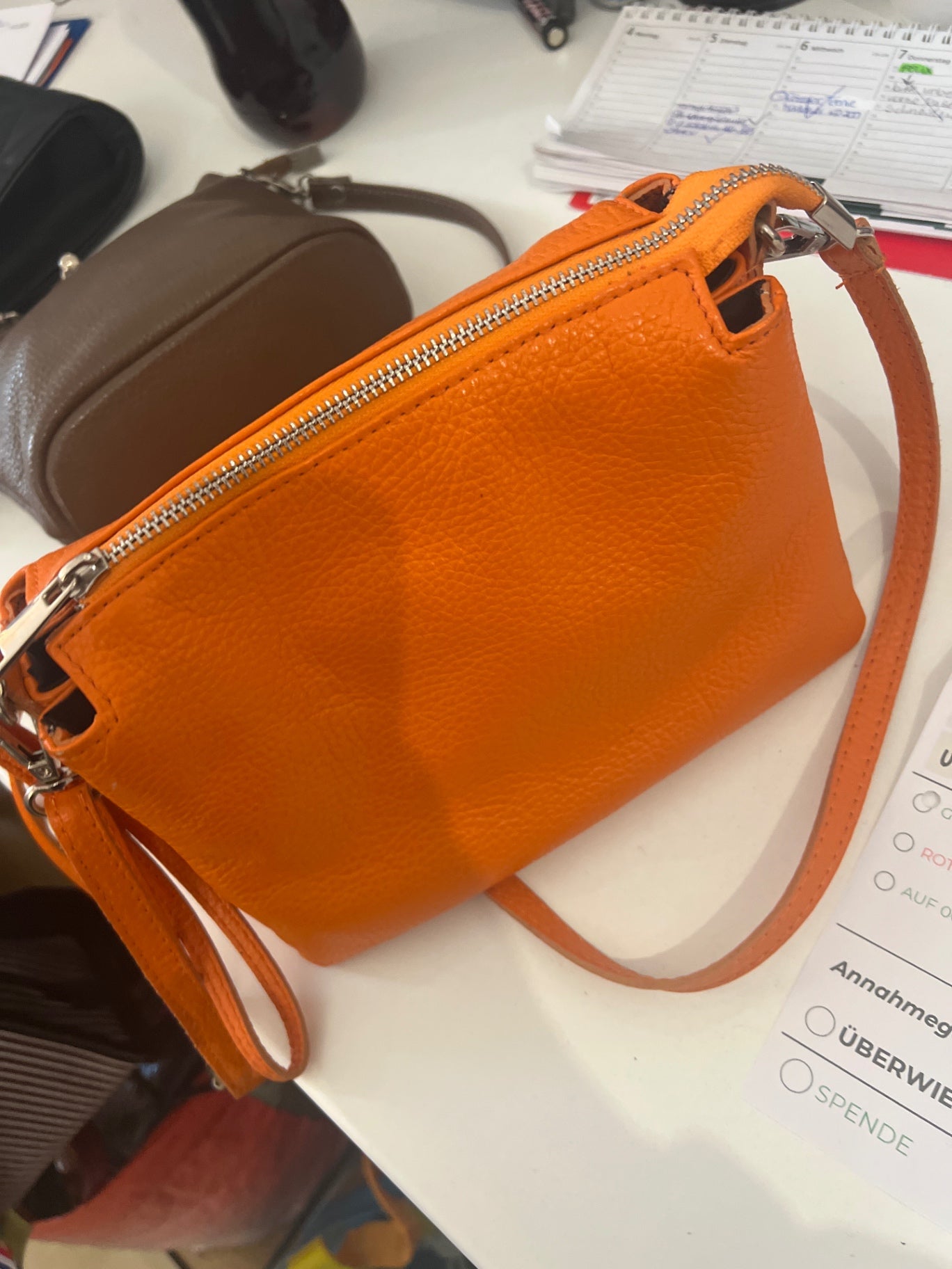 Leder Handtasche Orange