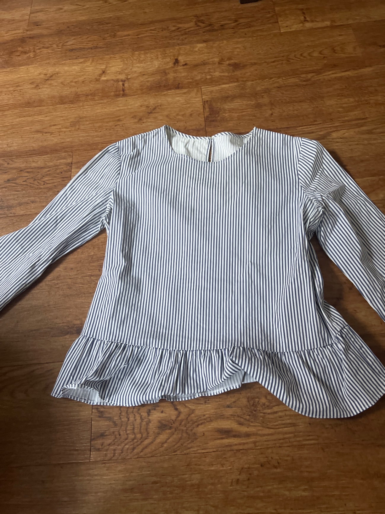 Bluse Weiß mit blauen Streifen Gr.: S