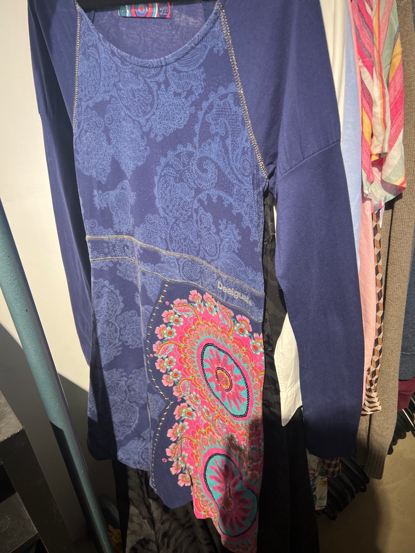 Desigual Kleid Blau mit buntem Muster Gr.: XS