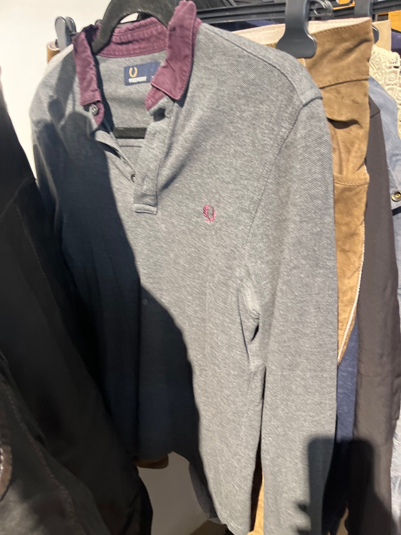 Fred Perry Polo Langarm Grau Gr.: S