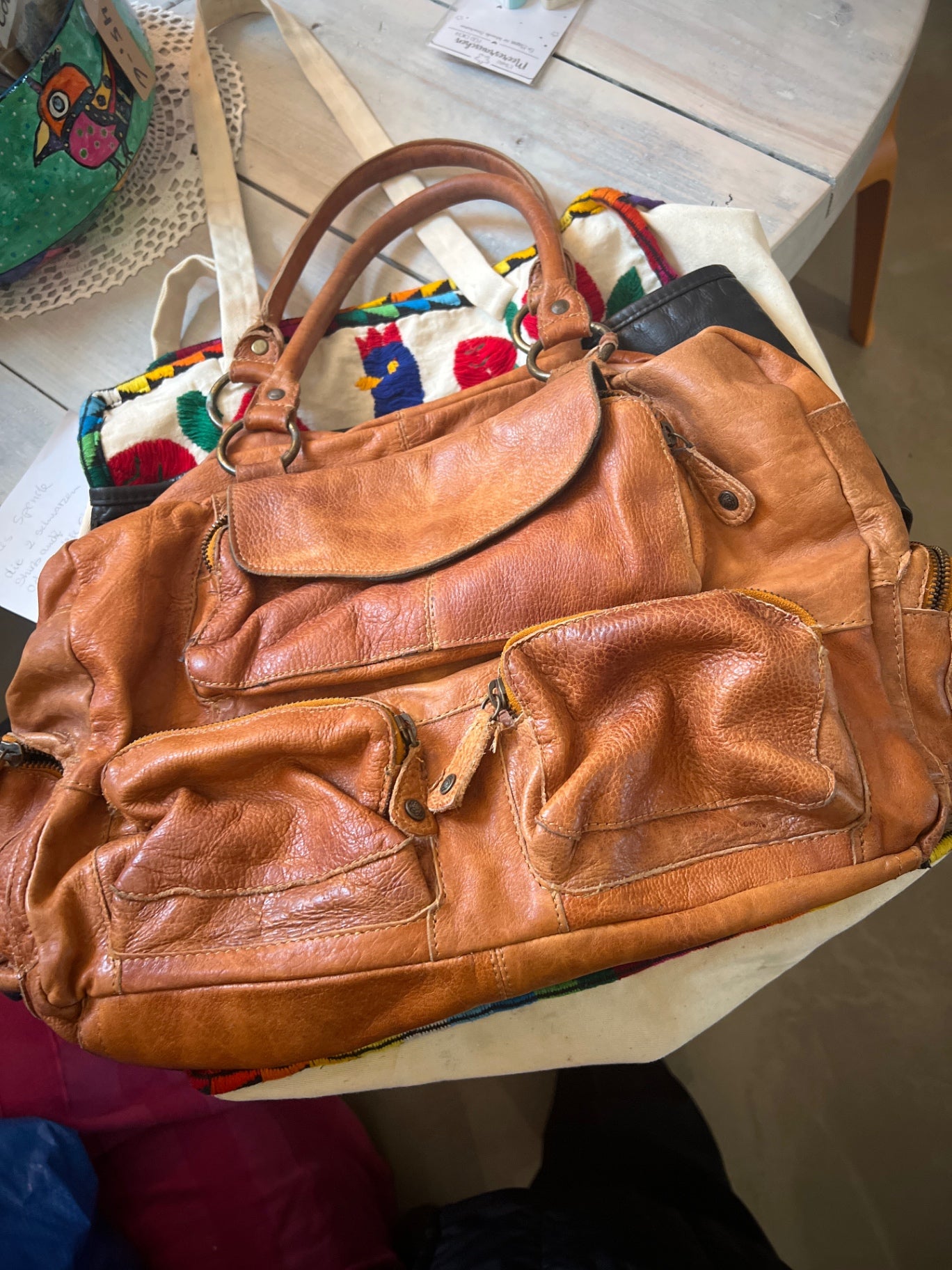 Pieces Handtasche Hellbraun 
