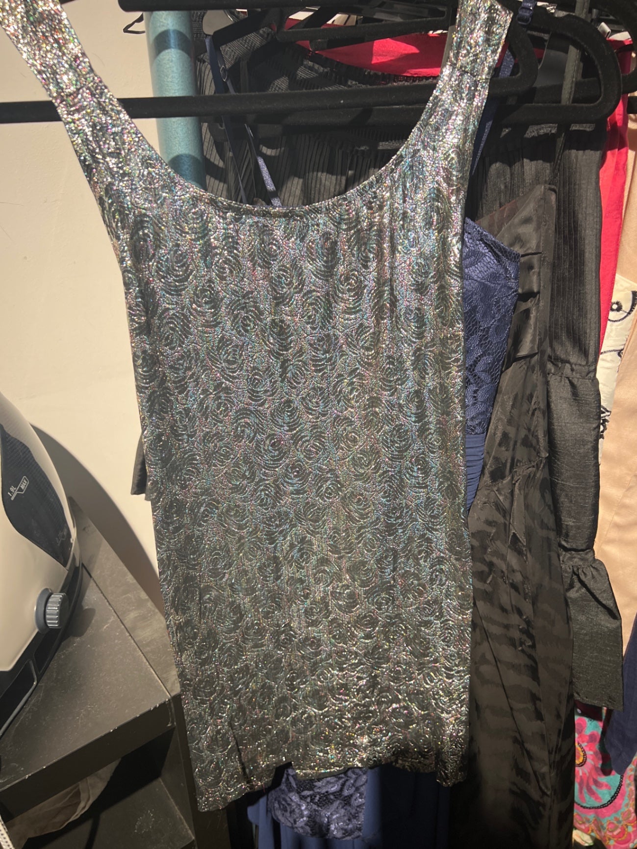 Glitzer Top Silber Gr.: L