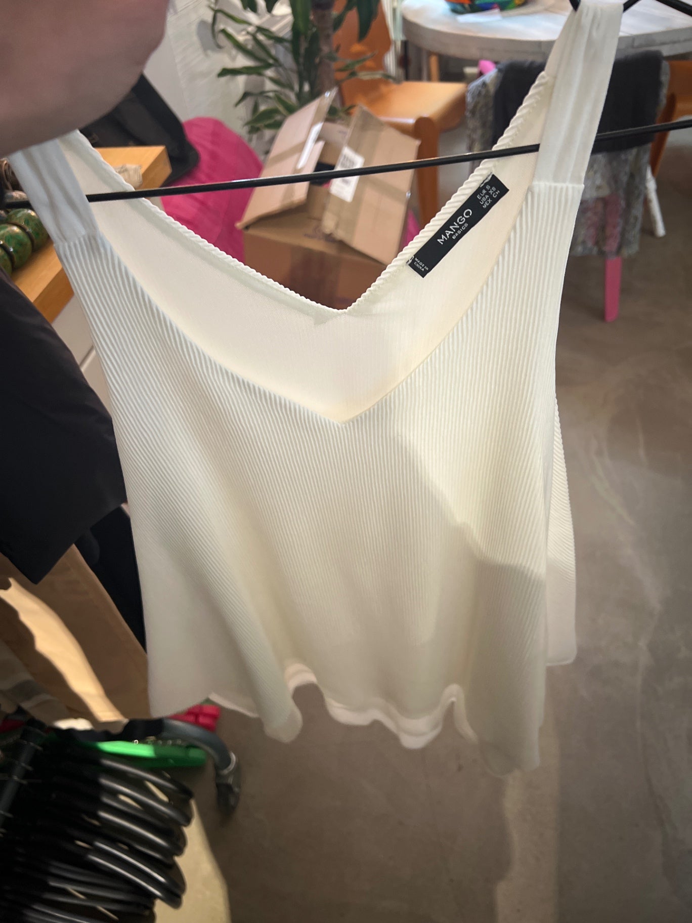 MANGO Top Cremeweiß Gr.: S