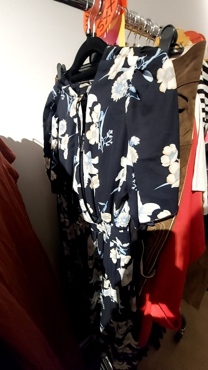 BODYFLIRT Kleid Dunkelblau/BlumenGr.: 46