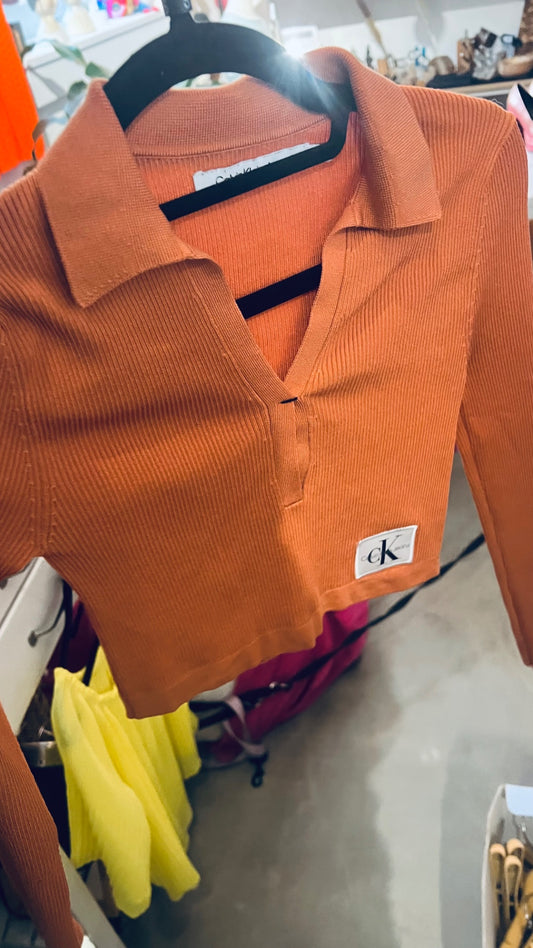 Calvin Klein Cropped Oberteil Orange Gr.: S