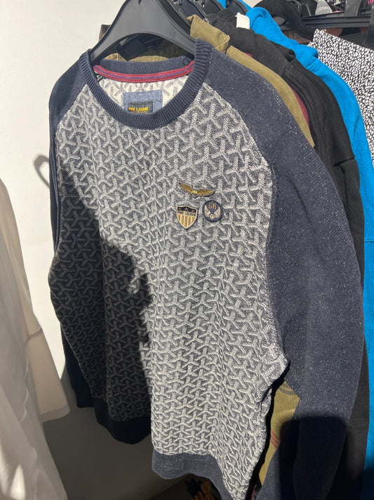 PME Legend Pullover Grau Dunkelblau Gr.: XXL