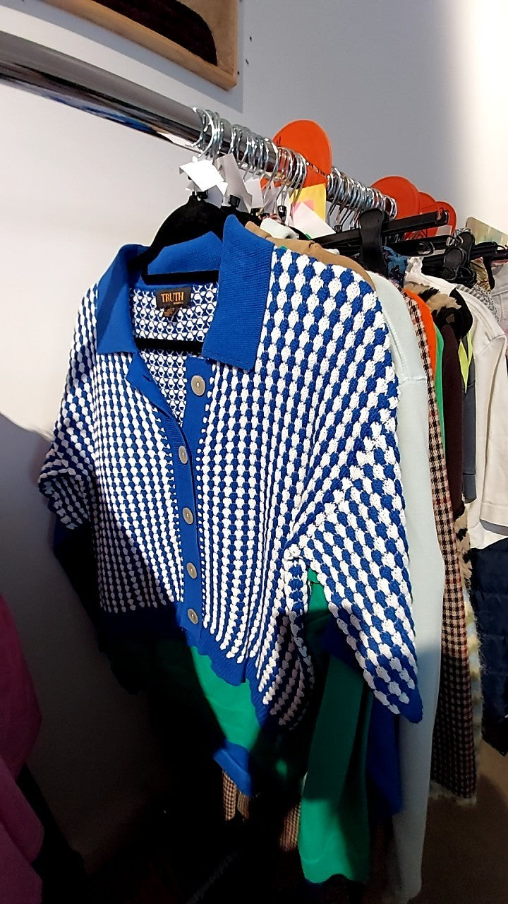 TRUTH Strickjacke Blau und Weiß Gr.: L