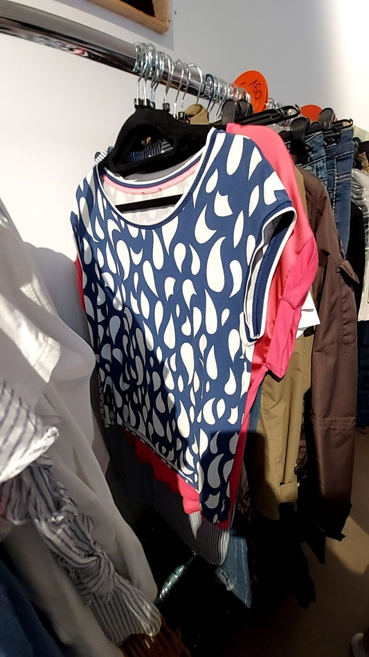 Top Blau, Weiß, Pink Gr.: L
