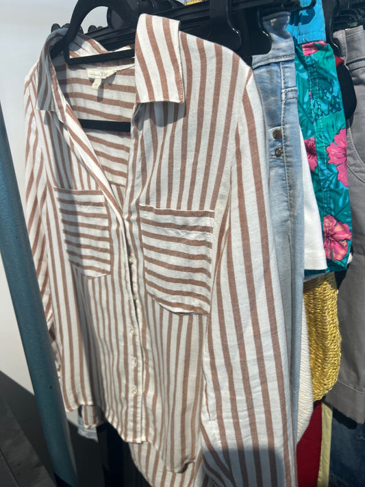 Tom Tailor Bluse Weiß und Braun gestreift Gr.: XS
