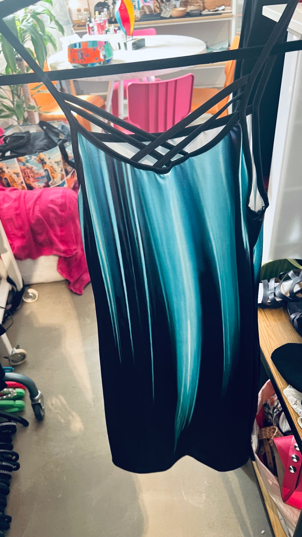 Kleid Blau, Schwarz, Cyan Gr.: M