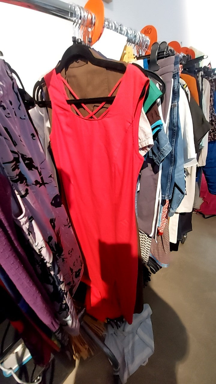 Kleid Rot/Pink mit Leinen Gr.: S