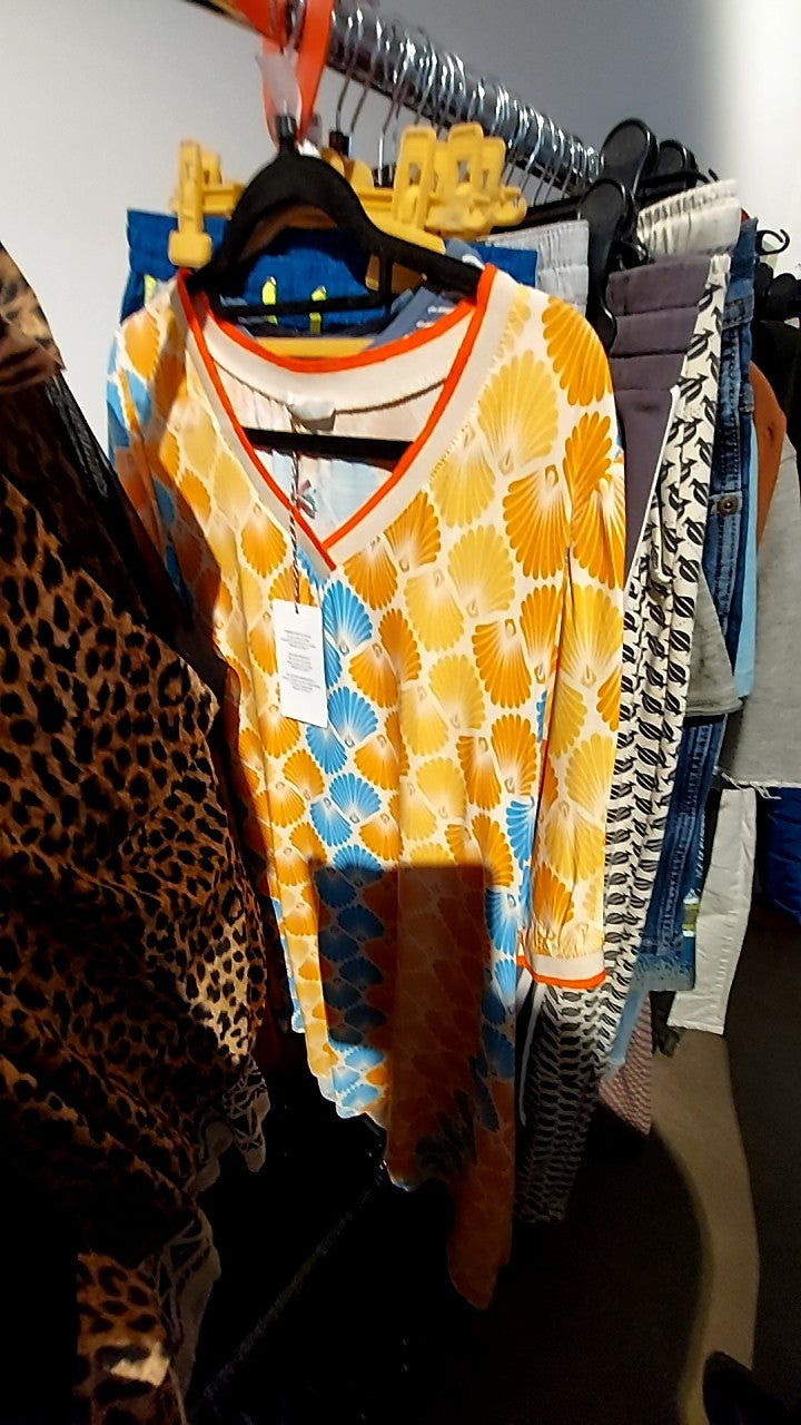 Made in Italy Kleid Orange/Blau Gr.: L