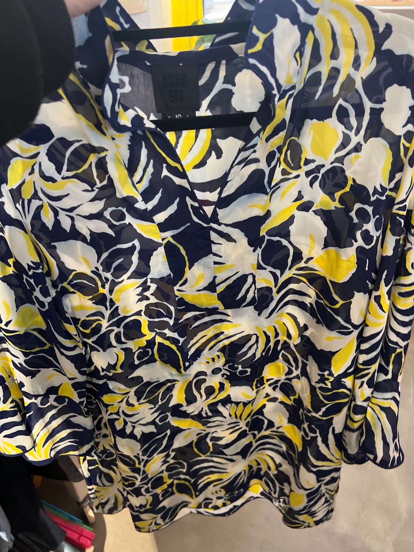 Anna Sui Bluse Navy, Gelb, Weiß Gr.: M