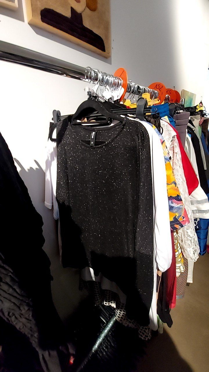 Flame Longsleeve Schwarz mit Glitzer Gr.: M